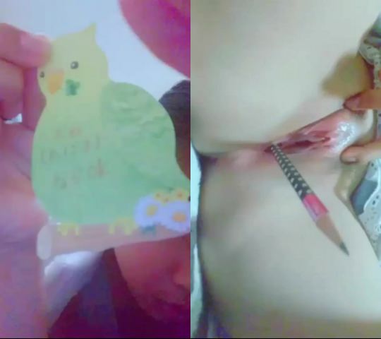 ❤Bカップの女の子の秘所から鉛筆が出てきた！❤