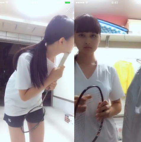 バドミントン中のブラジャー見え、透けブラ。